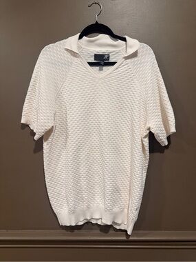 jf j.ferrar Cream V-Neck Short-Sleeve Knit Sweater